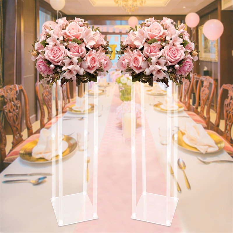 Everly Quinn Clear Wedding Flower Stand, Wedding Geometric Flower